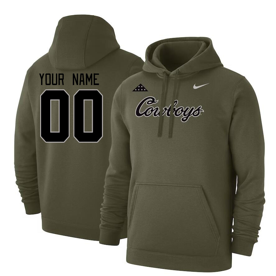 Custom Oklahoma State Cowboys Name And Number College Hoodie-Olive - Click Image to Close